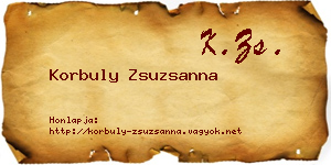 Korbuly Zsuzsanna névjegykártya